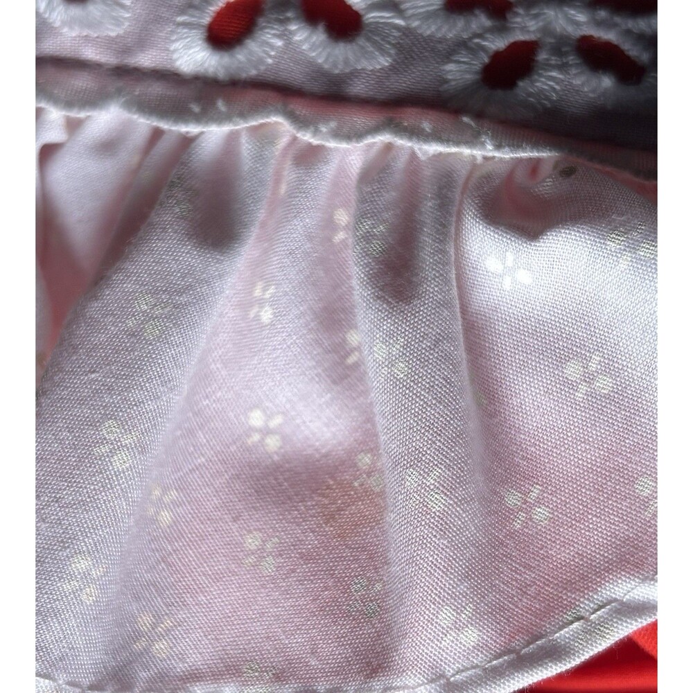 VTG Lilo Circle Dress Red Eyelet Lace Pageant Pinafore Crinoline Twirl Holiday - Picture 9 of 9